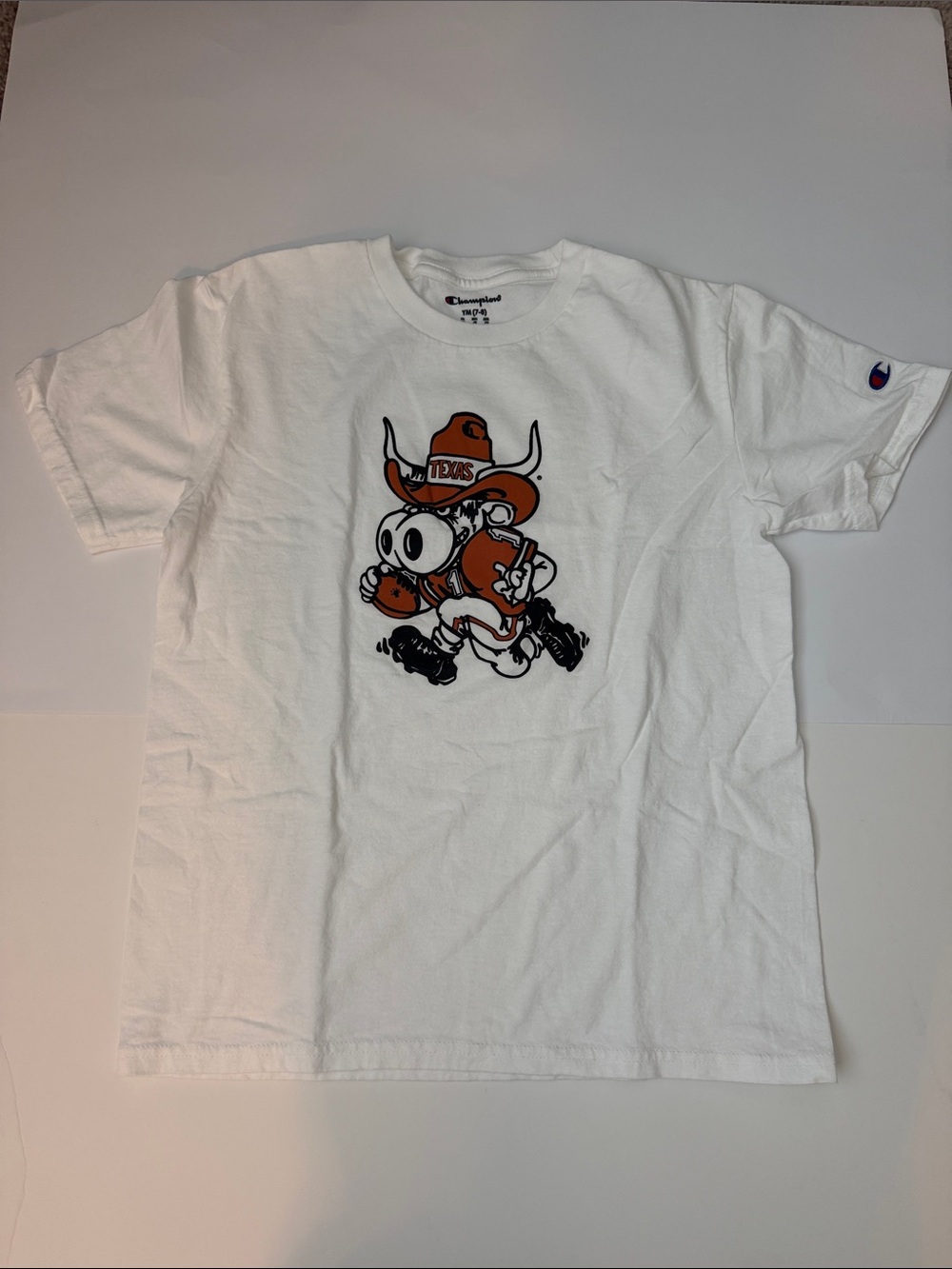 Champion White Short-Sleeve Tee with Orange Texas Longhorn Graphic
